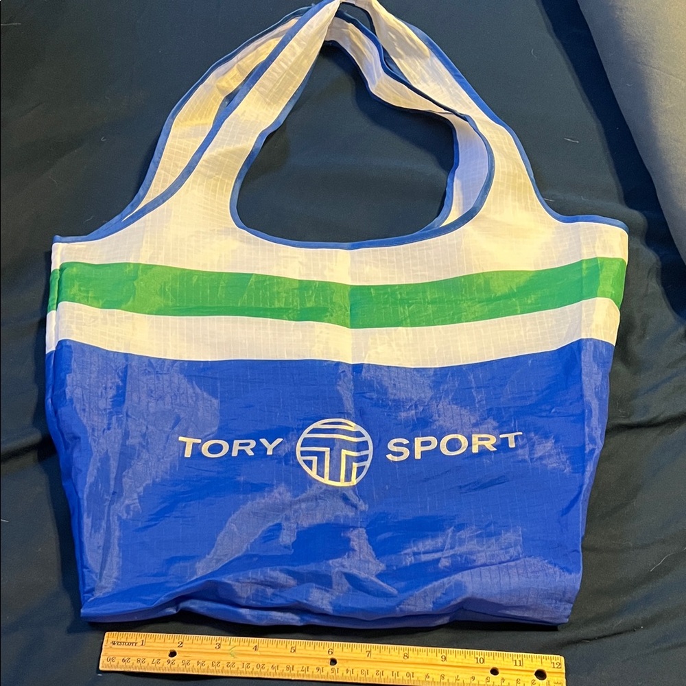 Tory Sport Blue and Green Striped Tote